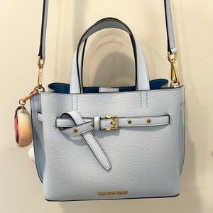 Michael Kors Emilia Small Pebbled Leather Satchel Light Blue